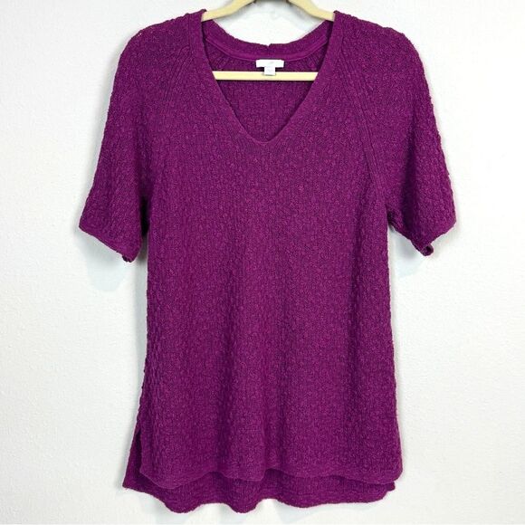 J. Jill Dimensional Short Sleeve V-neck Sweater M - Picture 1 of 10
